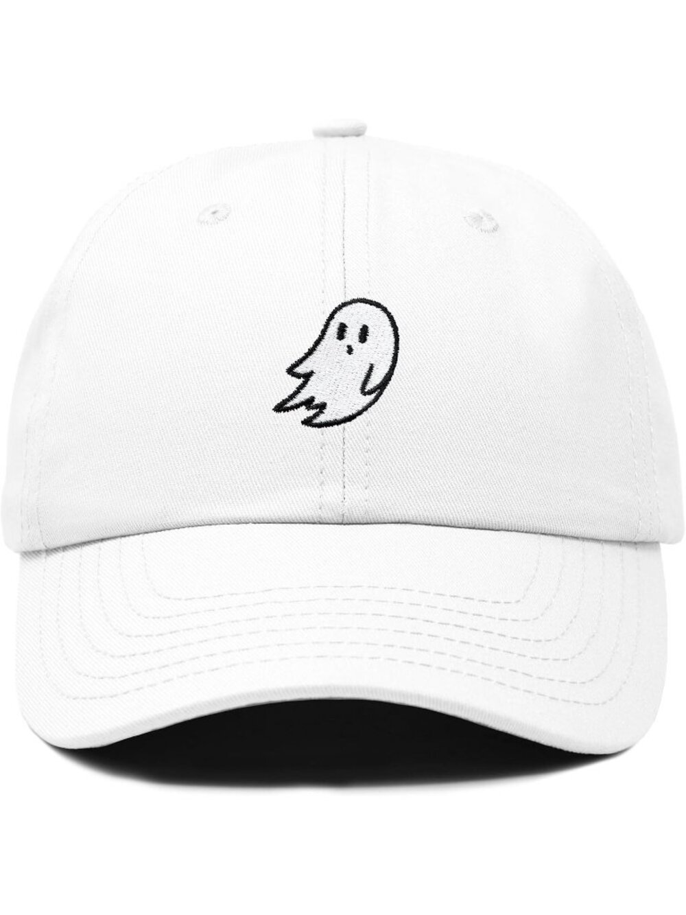Unisax White Halloween Dalix Ghost Embroidered Cotton Adjustable Baseball Cap